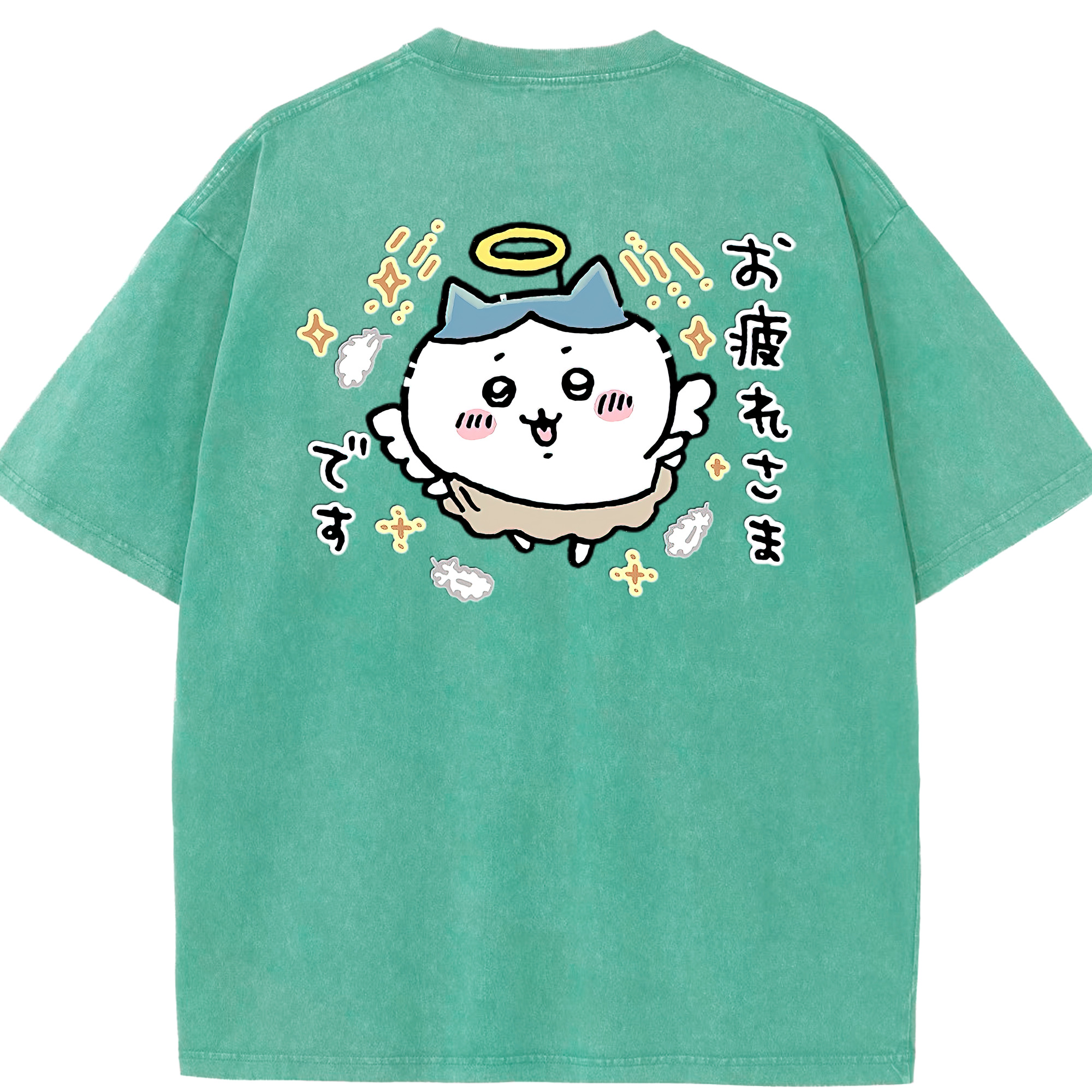 （画像用） ちいかわ ハチワレ Chii-kawa hachiware 綿100% ヴィンテージ風 半袖Tシャツ（背面プリント）